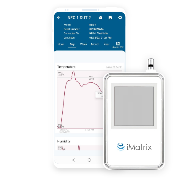 iMatrix NEO-1D Sensor and SensorMonitor Smartphone App